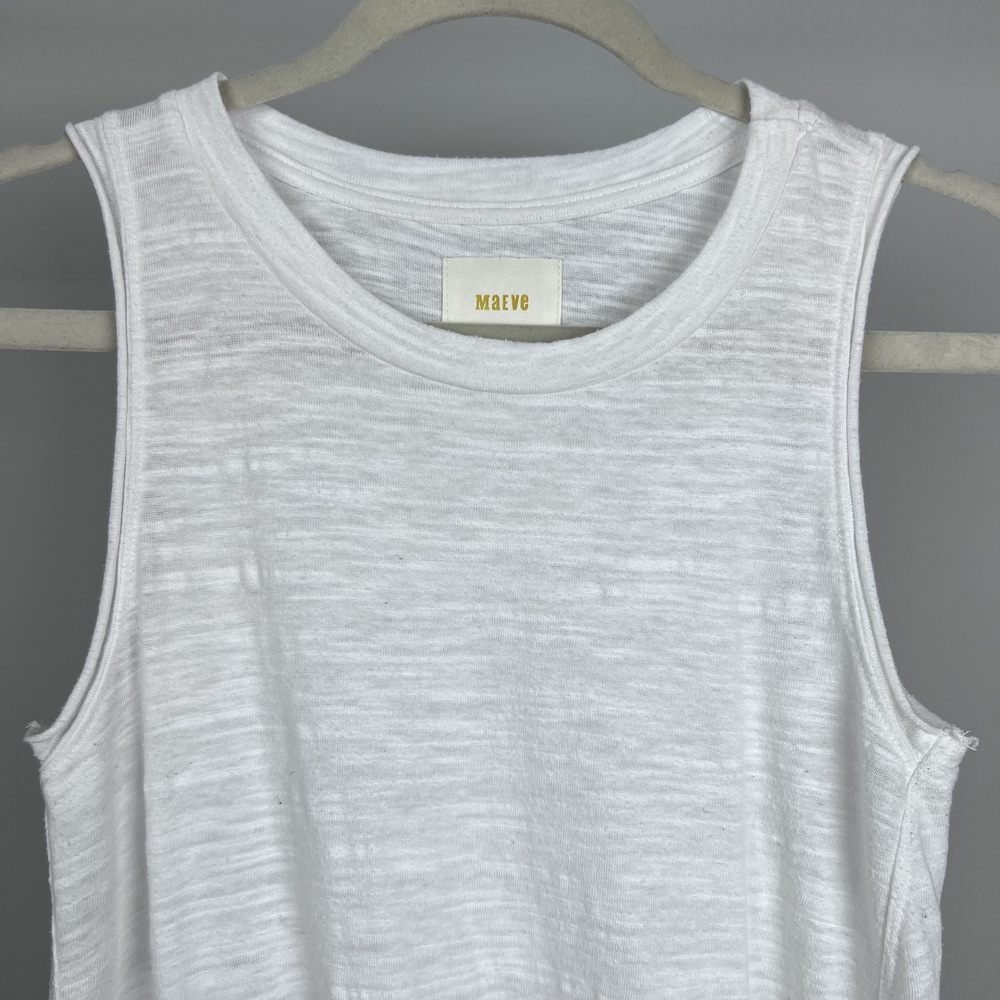 Anthropologie Maeve White Sleeveless Tank Top Side Tie XS - Picture 3 of 11